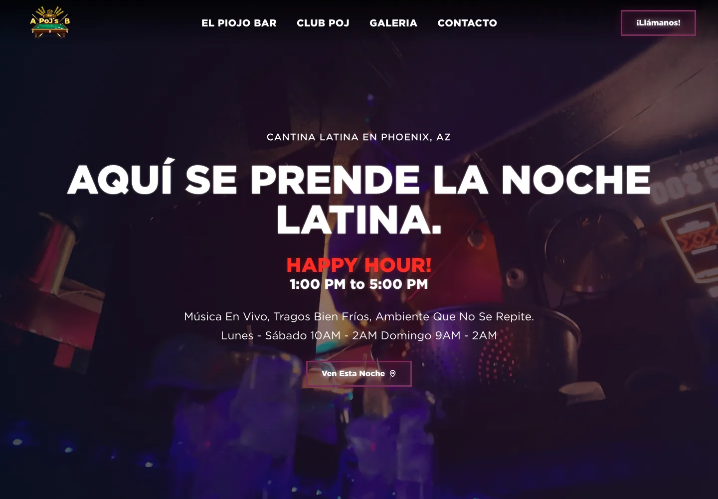 El Piojo Bar desktop and mobile website screenshot