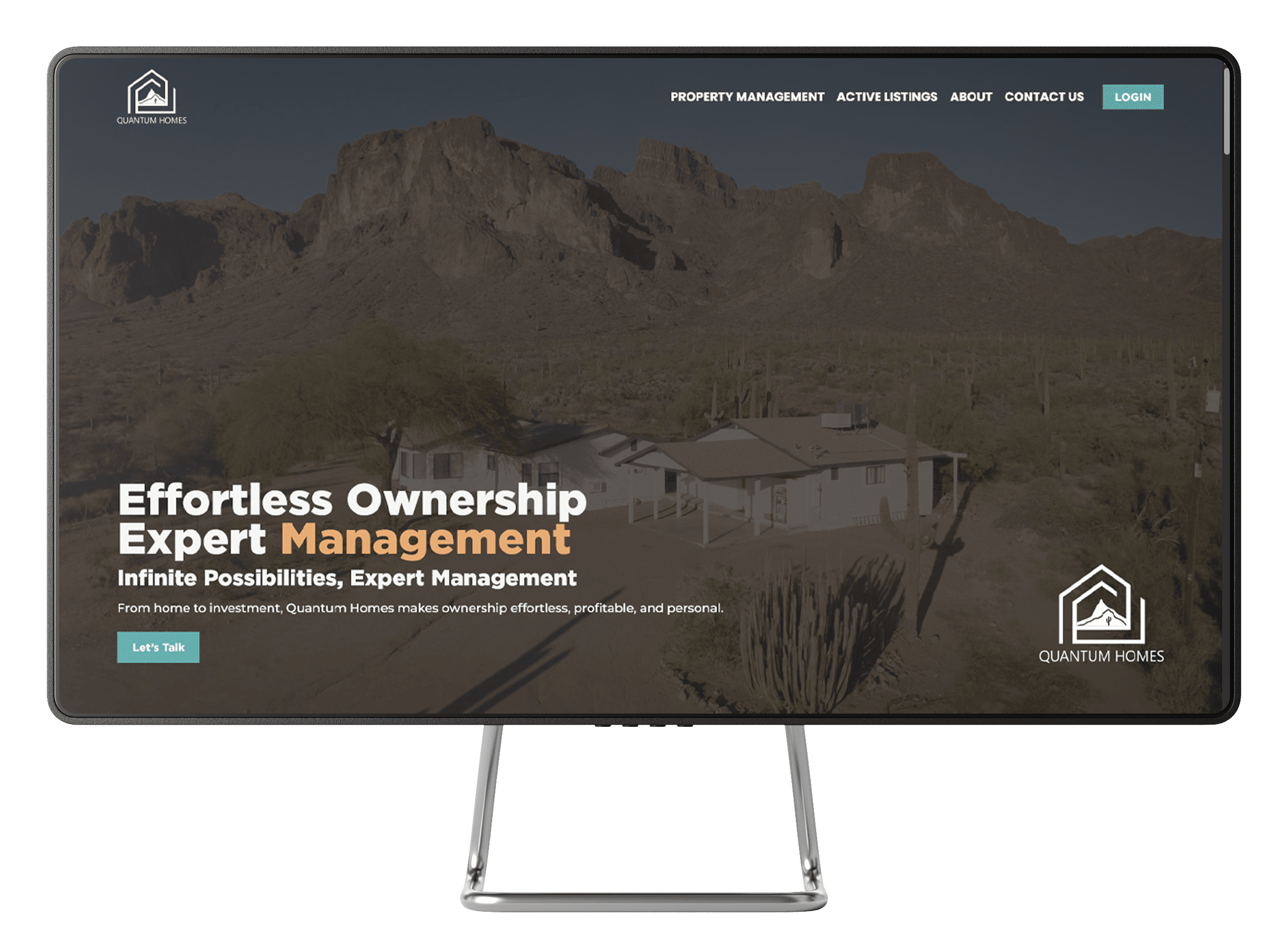 Quantum Homes desktop website mockup